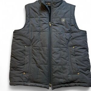 Ariat western quilted puffer plaid lined vest size large